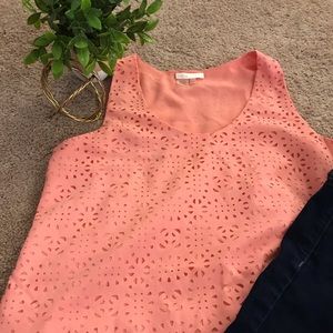 Like New. Pink eyelet blouse (sleeveless). Size S